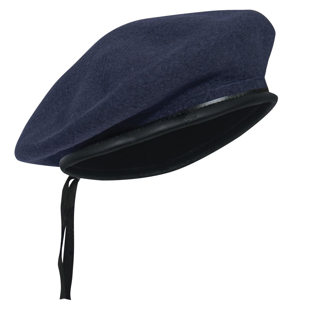 Boina de lana MONTY azul oscuro con ribete de nylon y cordón ajustable