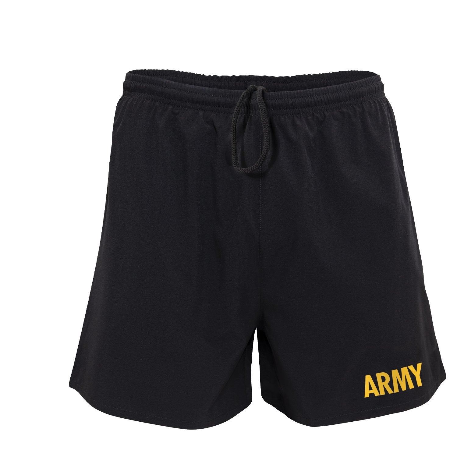 Pantalones cortos negros con estampado ARMY, ligeros (90% poliester, 10% spandex)