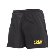 Pantalones cortos negros con estampado ARMY, ligeros (90% poliester, 10% spandex)