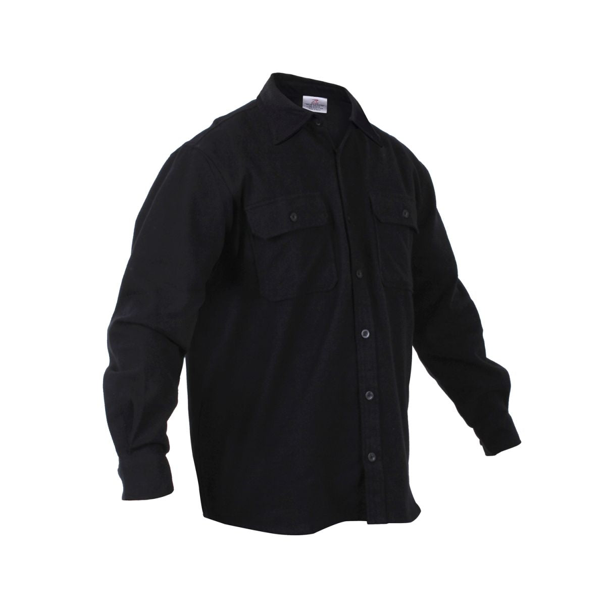 Camisa de franela negra estilo leñador, manga larga y resistente