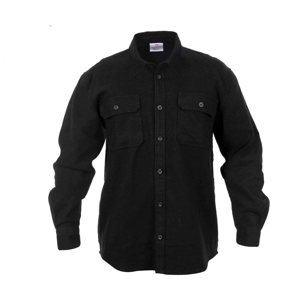 Camisa de franela negra estilo leñador, manga larga y resistente