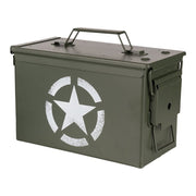 Caja de munición CAL.50 verde con estrella aliada, acero, 30,2 x 15,4 x 18,7 cm