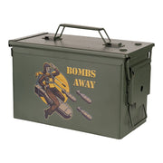 Caja de munición CAL.50 Bombs Away verde con estampado, construcción en acero, 30,2×15,4×18,7 cm