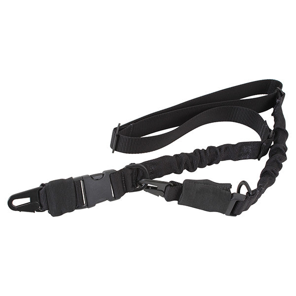 Correa para arma BUNGEE negra, mono/doblepunto, adaptador Fastex, nylon