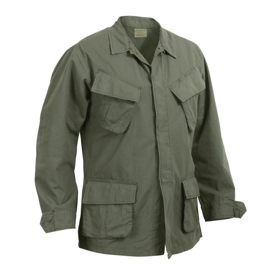 Chaqueta Fatigue Vietnam verde, reproducción con cuatro bolsillos exteriores