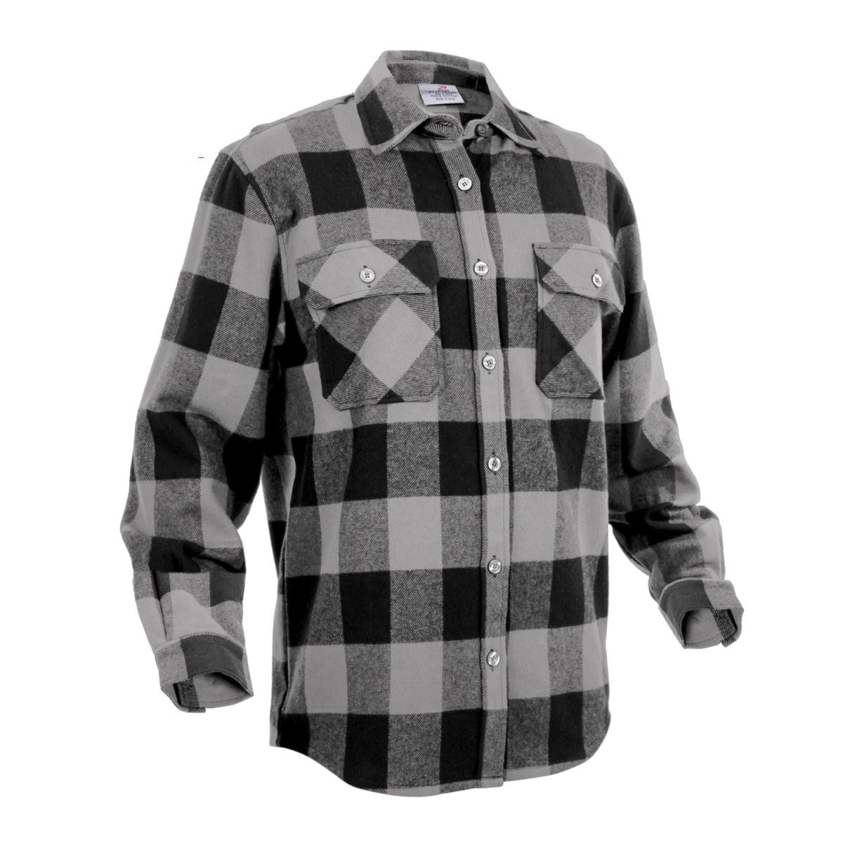 Camisa leñador flannel a cuadros gris 100% algodón