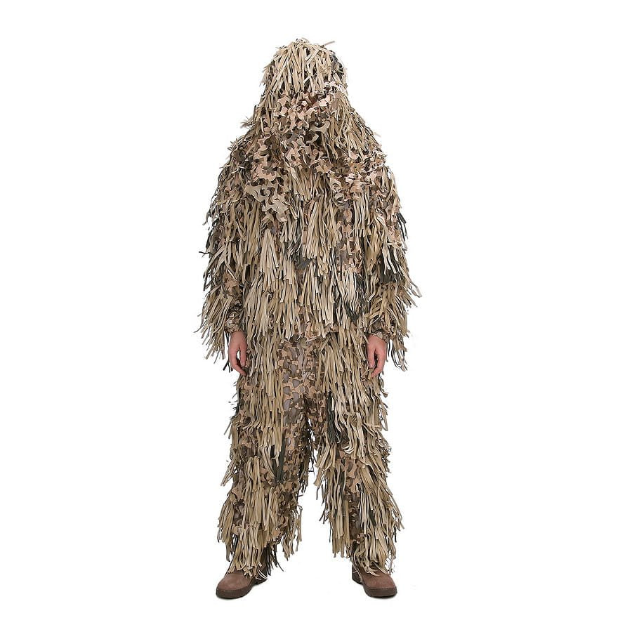 Traje Ghillie Jackal Digital Desert: chaqueta, pantalón y cobertura de cabeza en red camuflaje desierto