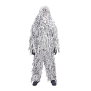 Traje Ghillie JACKAL para nieve, camuflaje 3D, malla ligera y silenciosa, 3 piezas (chaqueta, pantalones, cubre-cabeza)