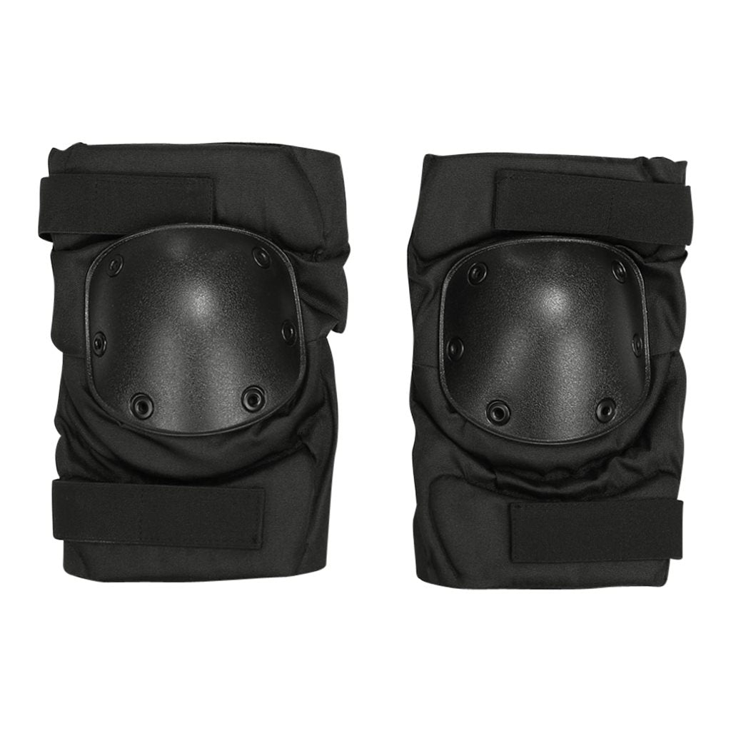 Protectores de rodilla de neopreno negros con cubierta plástica