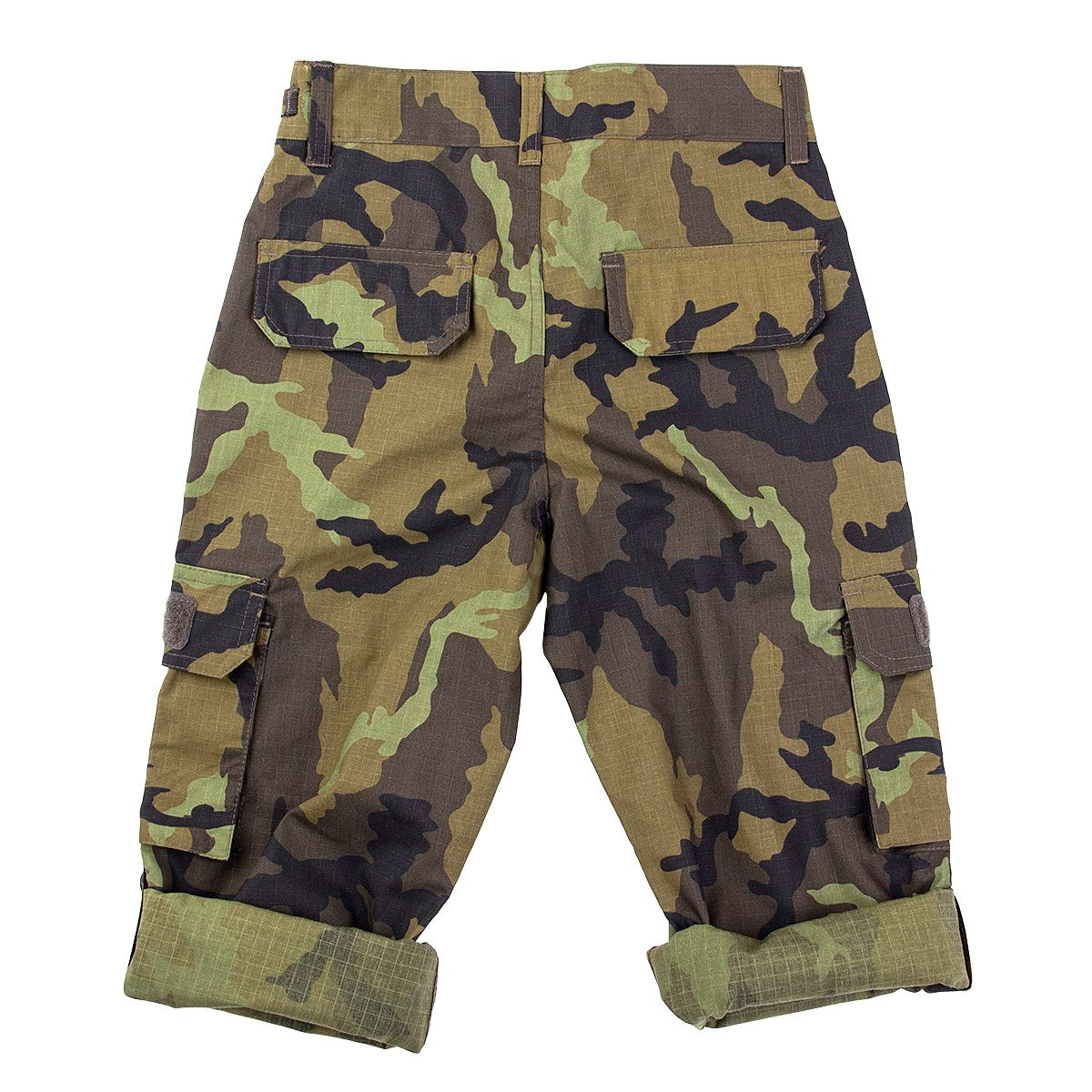 Pantalones infantiles rip-stop vz.95 camuflaje bosque, cuatro bolsillos, paneles velcro