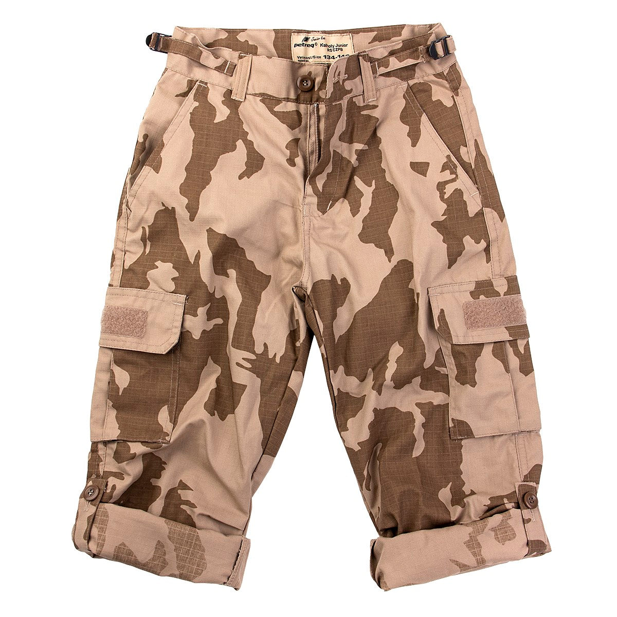 Pantalones infantiles rip-stop vz.95 DESERT con cuatro bolsillos y paneles de velcro