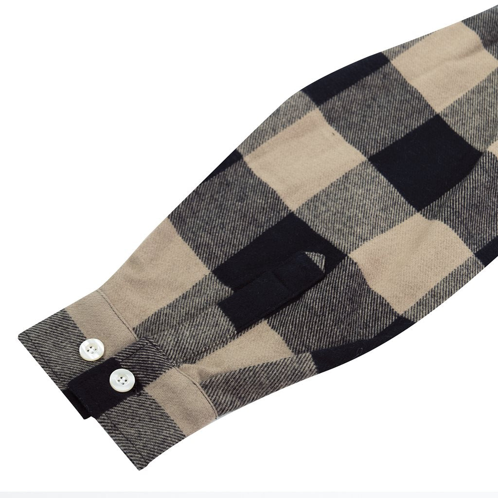 Camisa leñadora flannel a cuadros, manga larga, resistente