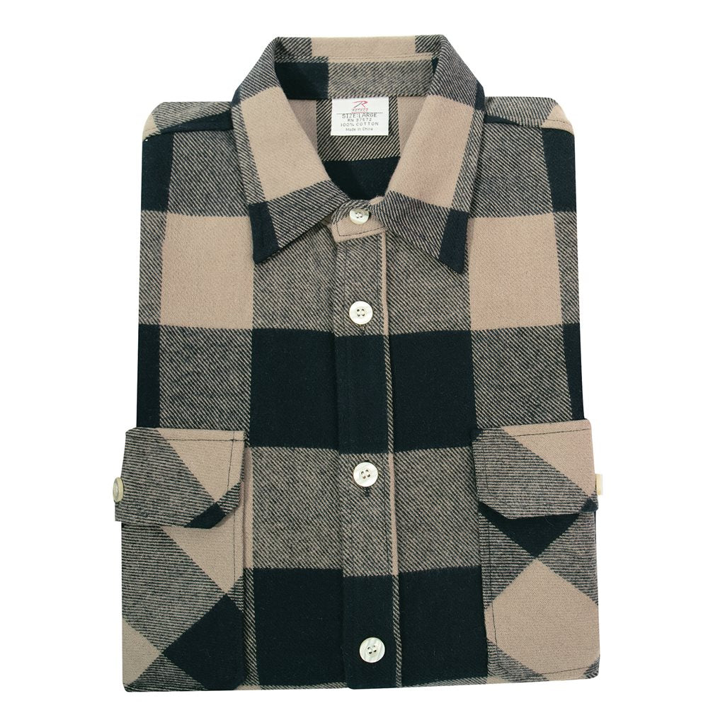 Camisa leñadora flannel a cuadros, manga larga, resistente