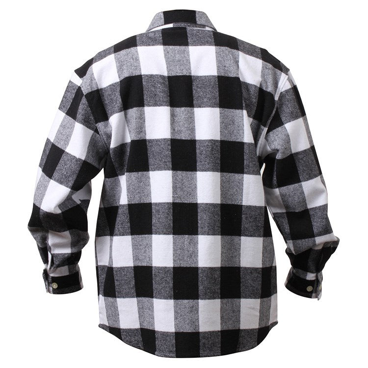 Camisa leñador flannel blanca a cuadros, resistente y de estilo clásico