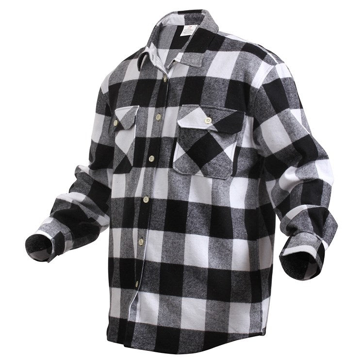 Camisa leñador flannel blanca a cuadros, resistente y de estilo clásico