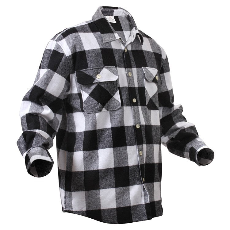Camisa leñador flannel blanca a cuadros, resistente y de estilo clásico