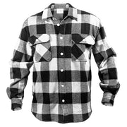Camisa leñador flannel blanca a cuadros, resistente y de estilo clásico