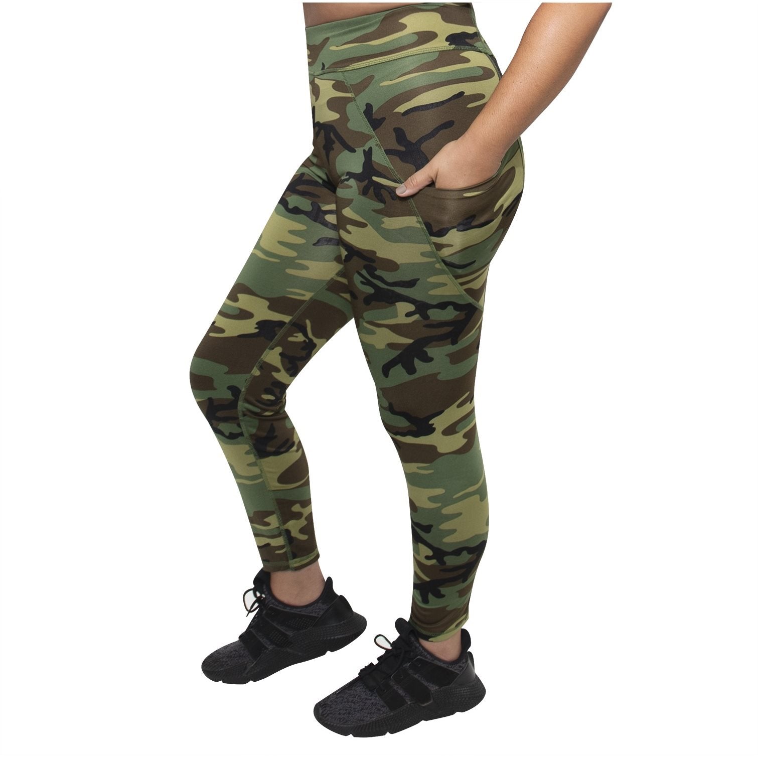 Leggings deportivos WOODAND con dos bolsillos laterales y bolsillo en la cintura, tejido 90% poliéster 10% spandex