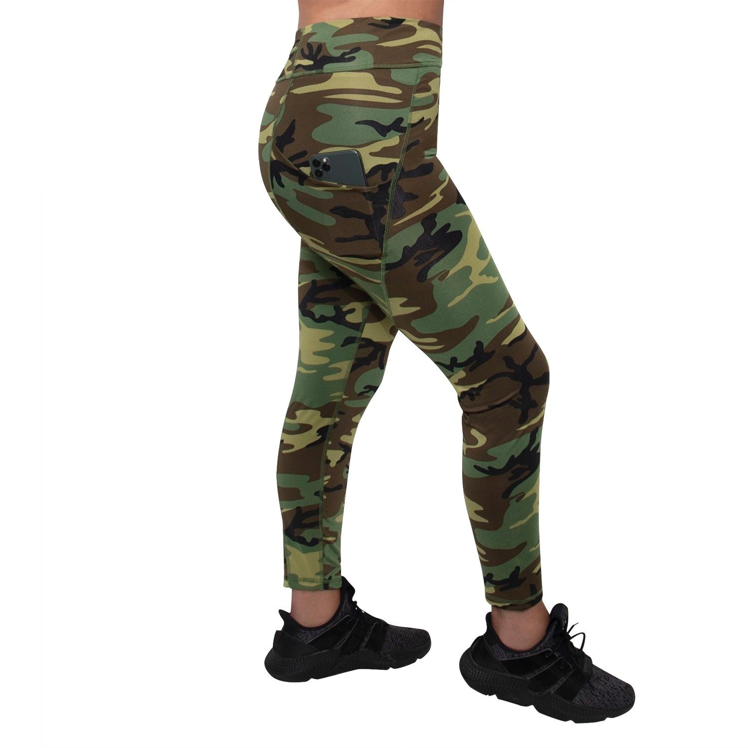 Leggings deportivos WOODAND con dos bolsillos laterales y bolsillo en la cintura, tejido 90% poliéster 10% spandex