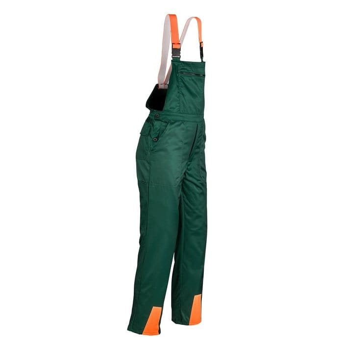 Pantalones forestales anticorte con peto y tirantes usados - id 49-123
