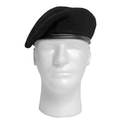 Boina US Ultra Force negra de lana con forro de algodón y borde de nylon con cordón ajustable (Rothco)