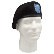 Boina US Inspection Ready negra de lana, baret militar sin ojales de ventilación