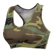 Sujetador deportivo camouflage Woodland, secado rapido, 90% poliester 10% spandex, relleno extraible
