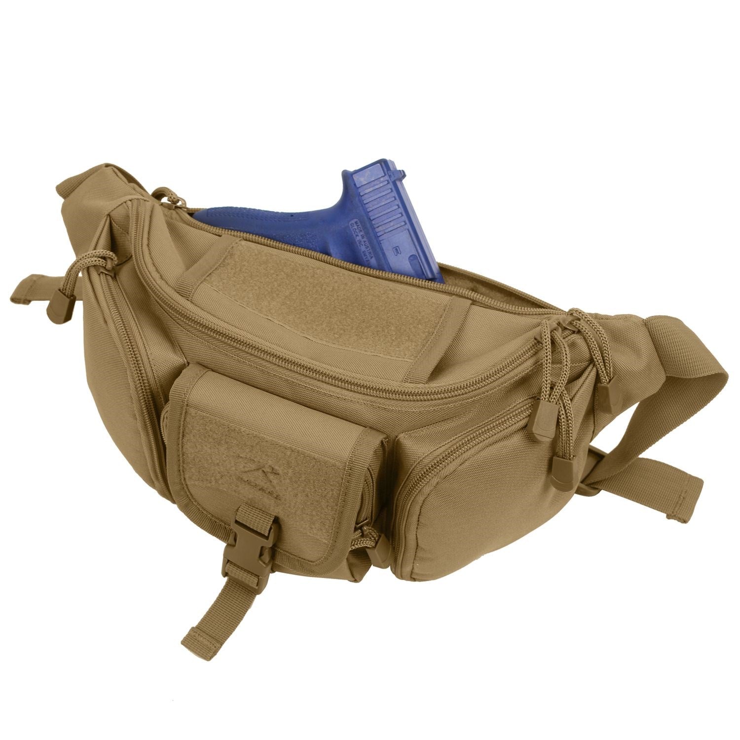 Riñonera táctica CONCEALED CARRY en poliéster con bolsillo trasero con velcro y múltiples compartimentos