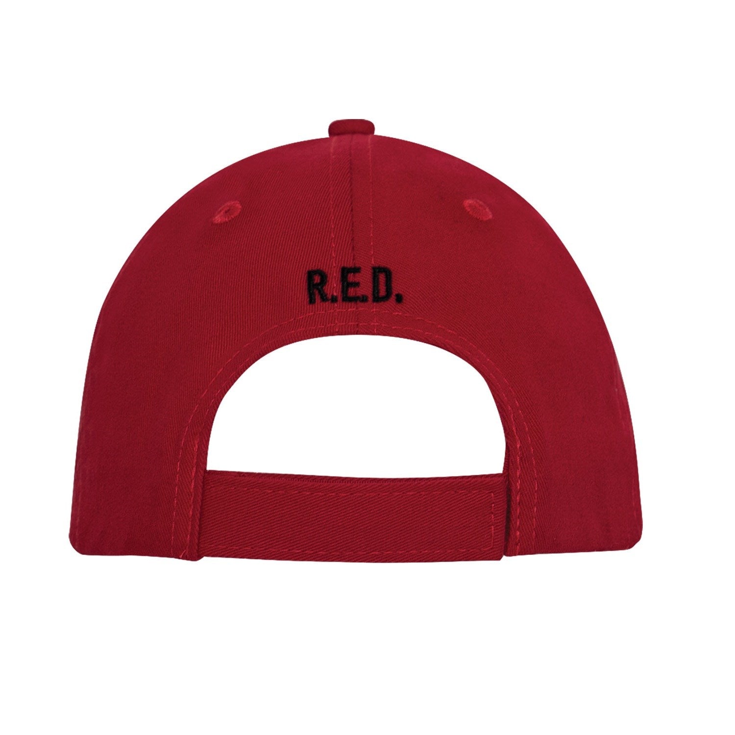 Vista frontal de la Gorra Baseball R.E.D. ajustable en algodón con bandera USA y texto Remember Everyone Deployed, banda interior suave