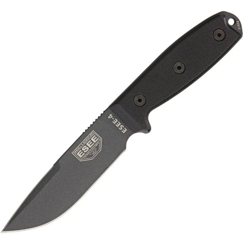 Cuchillo fijo 4 Tactical con hoja negra 1095HC de 11,4 cm y filo por ambos lados