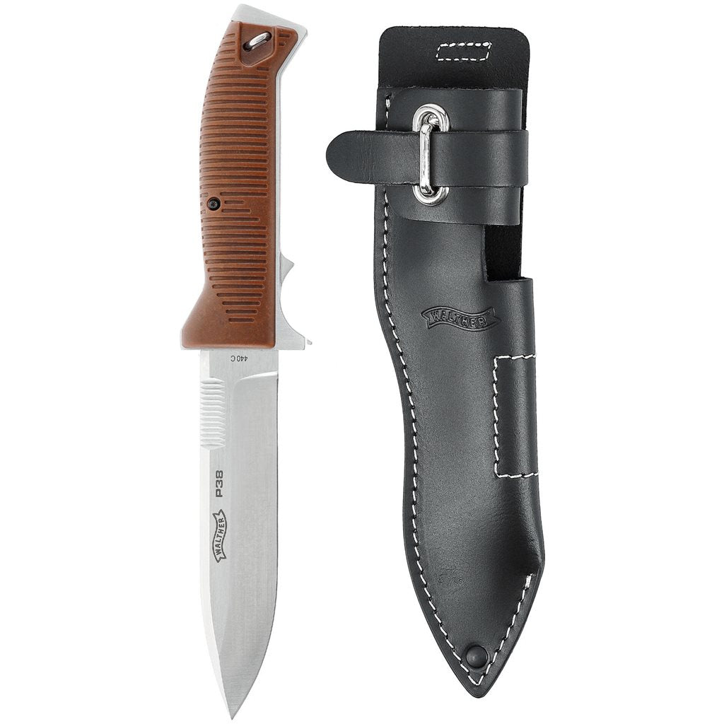 Cuchillo Walther P38 de Umarex con funda de cuero en caja de regalo