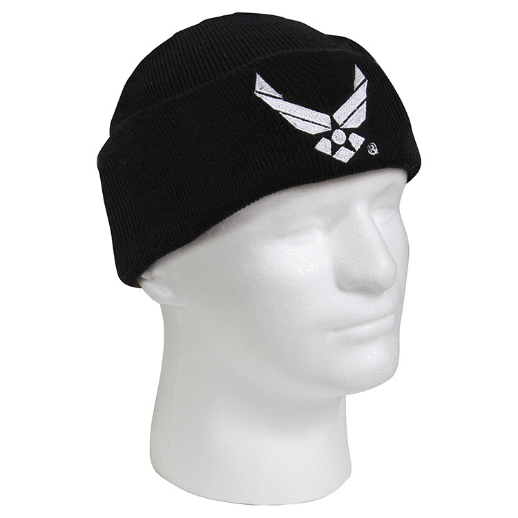 Gorro tejido negro con logotipo oficial U.S. AIR FORCE