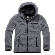 Chaqueta WORKER de forro polar gris, cierre central con tapeta, 4 bolsillos con cremallera y puños y bajo elásticos