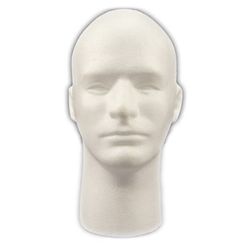 Figurína cabeza masculina de poliestireno con rostro