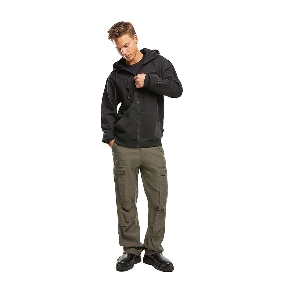 Sudadera táctica con cremallera y capucha negra