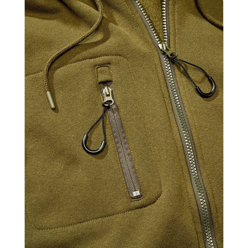 Sudadera táctica verde con cremallera y capucha