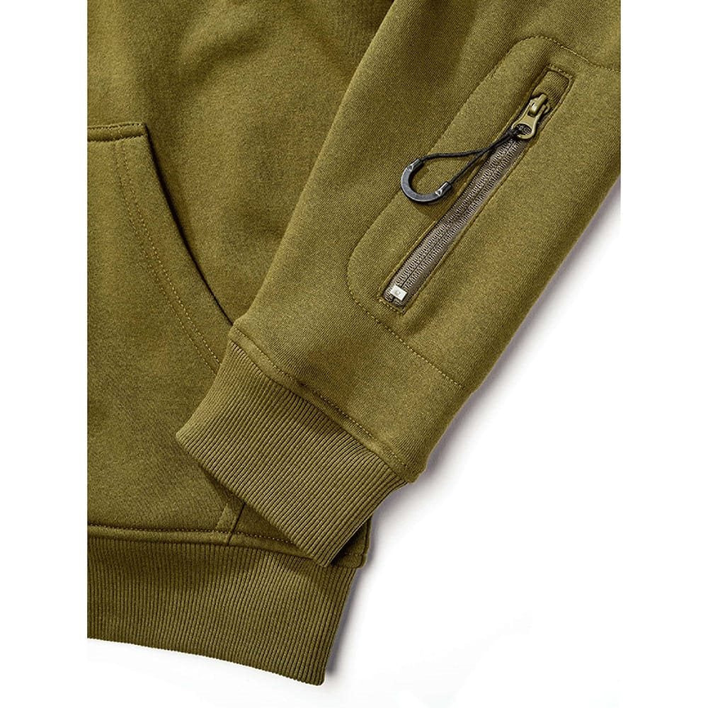 Sudadera táctica verde con cremallera y capucha