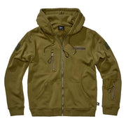 Sudadera táctica verde con cremallera y capucha