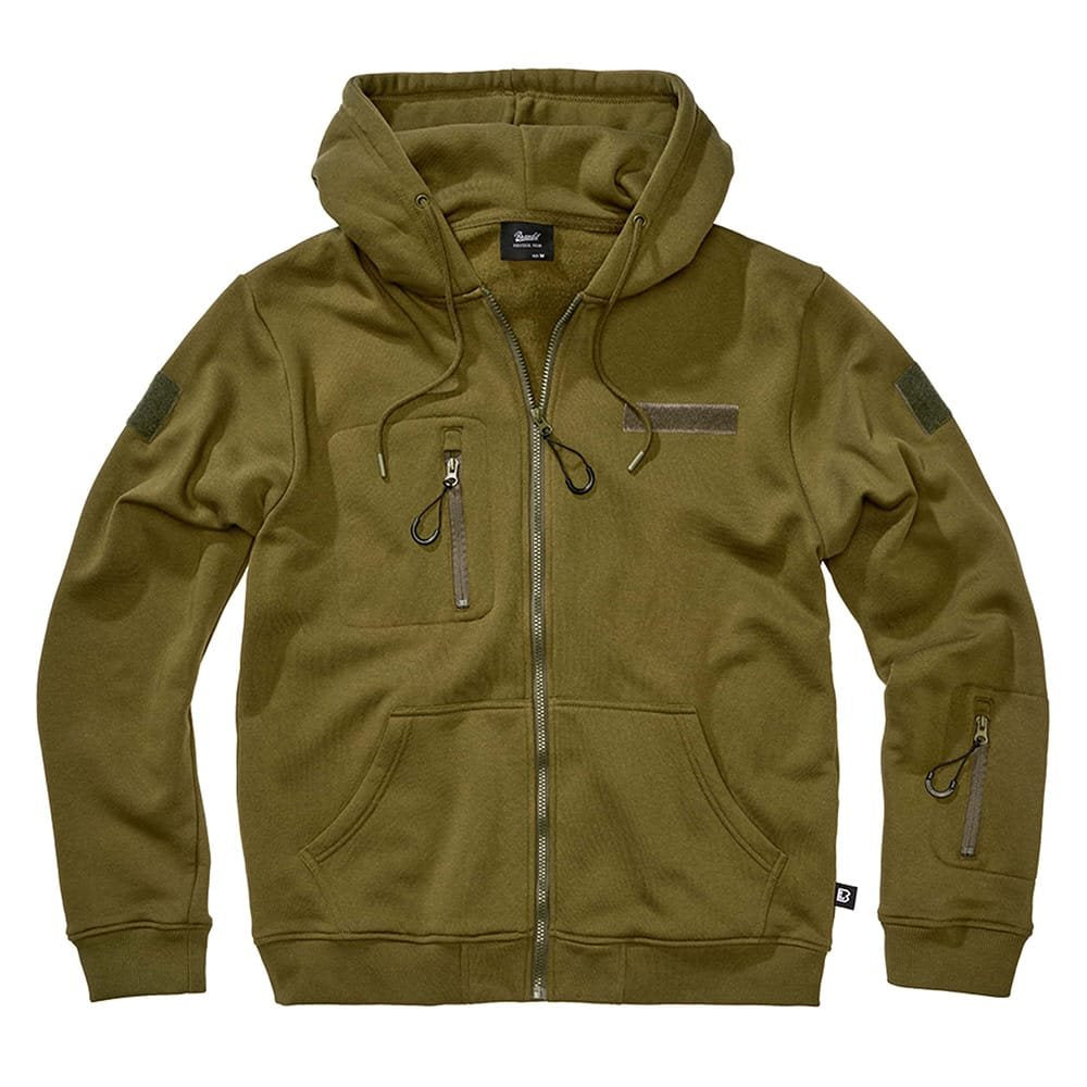 Sudadera táctica verde con cremallera y capucha