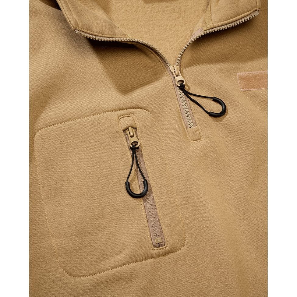 Sudadera táctica 3/4 zip CAMEL-COYOTE vista frontal
