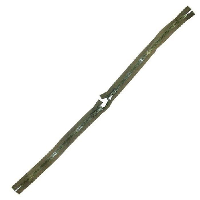 Cremallera plástica reversa 45+45 cm color olivo
