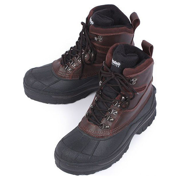 Botas de invierno hiking marrón y negro con aislamiento ThermoBlock, piel exterior y suela de goma