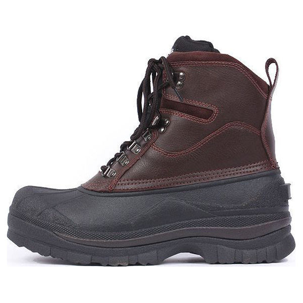 Botas de invierno hiking marrón y negro con aislamiento ThermoBlock, piel exterior y suela de goma