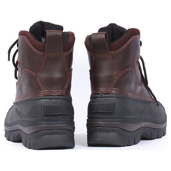 Botas de invierno hiking marrón y negro con aislamiento ThermoBlock, piel exterior y suela de goma