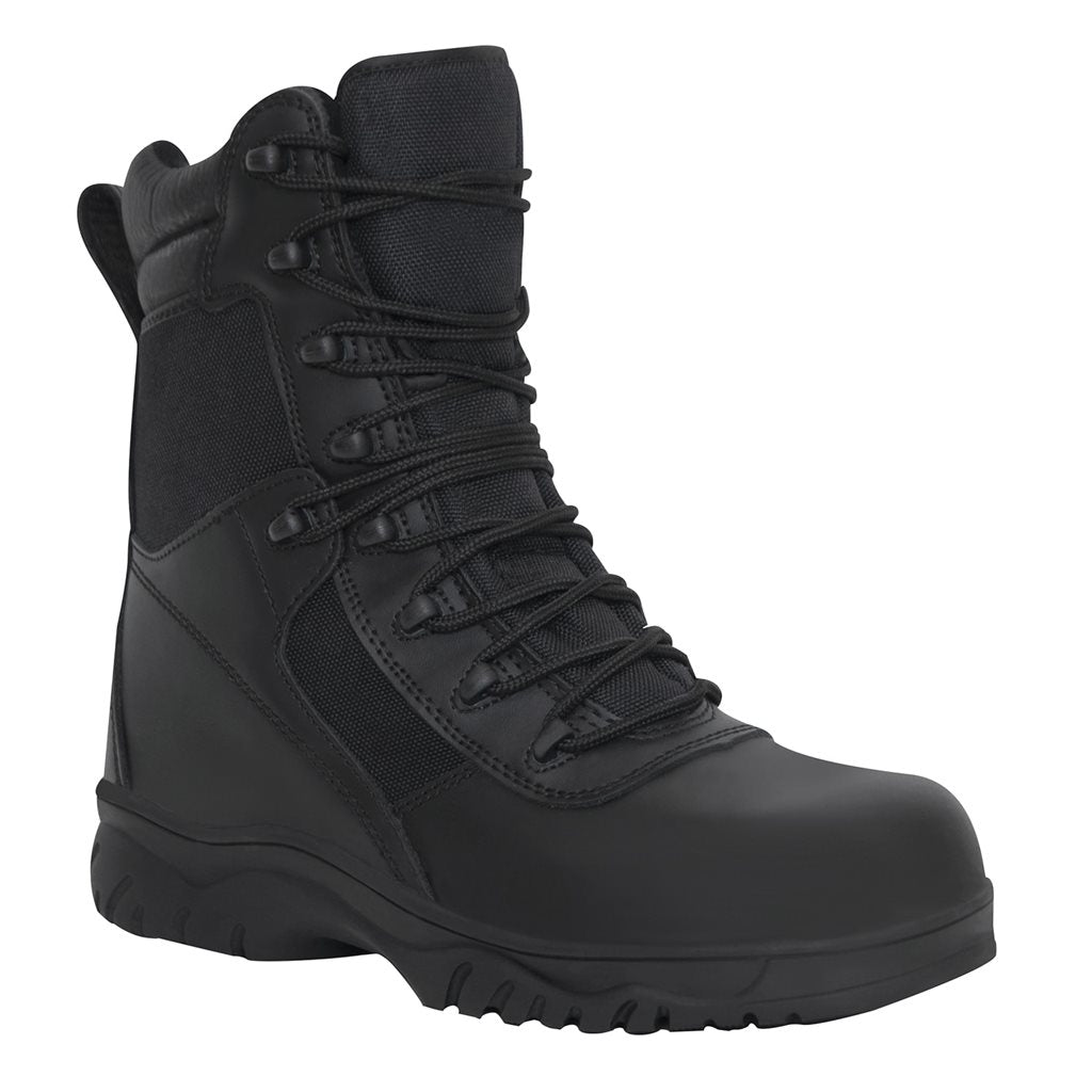 Botas tácticas FORCED ENTRY 8'' negras, cuero y nylon, cremallera YKK y suela COLLAR