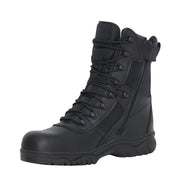 Botas tácticas FORCED ENTRY 8'' negras, cuero y nylon, cremallera YKK y suela COLLAR