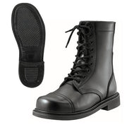 Botas altas negras de cuero vacuno con suela lisa estilo combat, fabricadas según requisitos del US Army