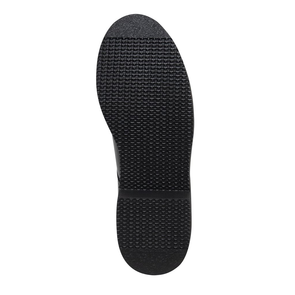 Zapatos Oxford negros de cuero para uniforme con suela resistente a aceites y plantilla extraíble