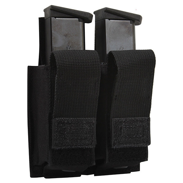 Funda MOLLE para dos cargadores de pistola, color negro, con relleno plástico interior y ojales en las correas