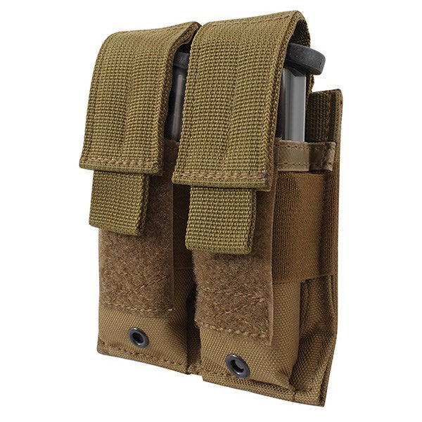 Funda MOLLE para dos cargadores negra, cierre de velcro, 600D polyester, 11 x 12,5 cm